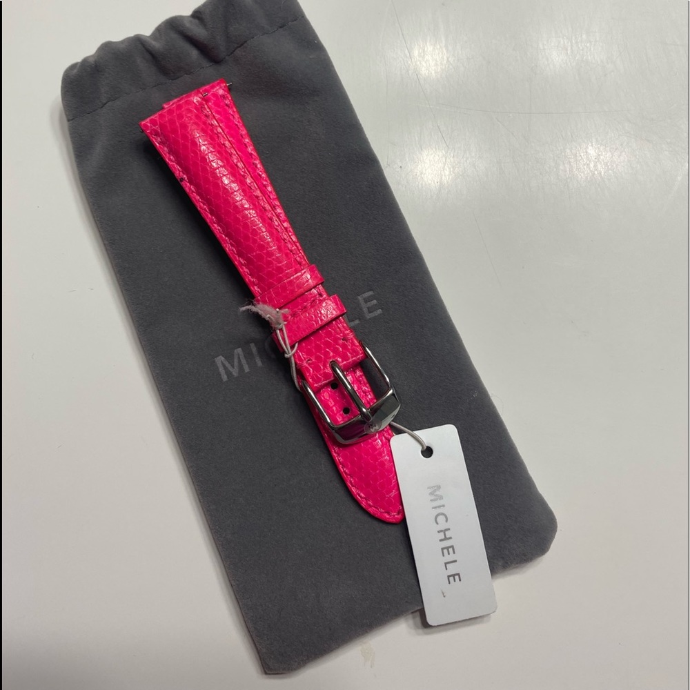 Michele 16 MM Pink Lizard watch band